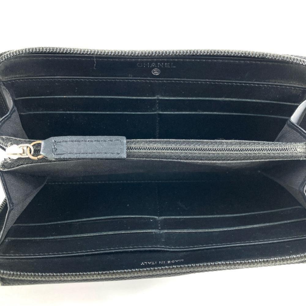 CHANEL Authentic Black Caviar Leather Logo Wallet - Picture 7 of 8